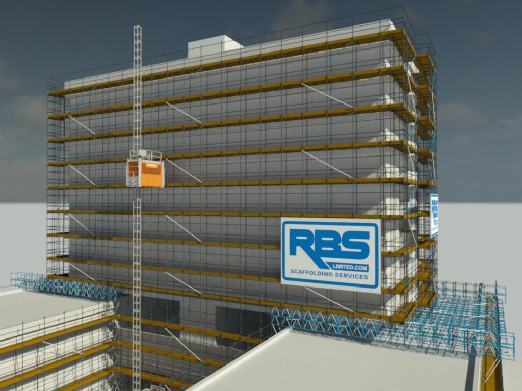3D scaffold model developed for the Notting Hill Gate refurbishment project in London